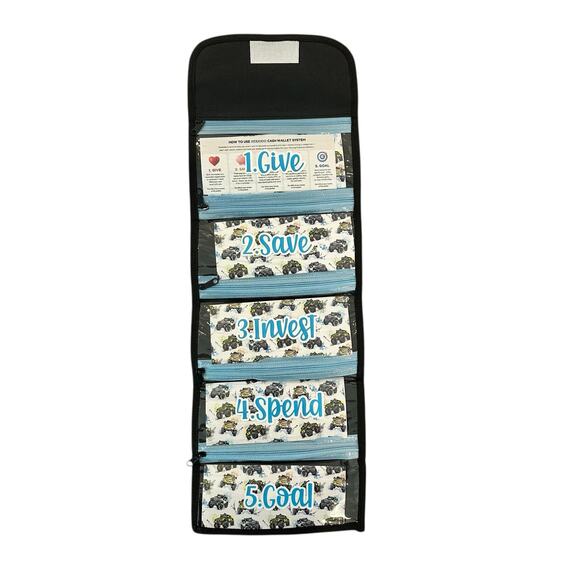 Blue Kids Money Management Wallet, Cash Organizer Kids, Blue Superhero Gift Boys - Picture 6 of 7